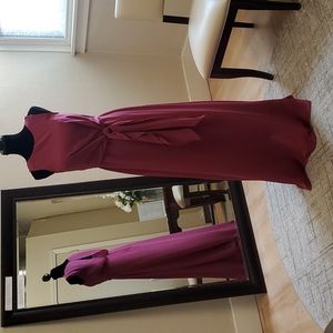 Size 8 Raspberry or Chiante colored Blouson Chiffon Aline gown NWT by Cocomelody